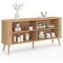 Voir la diapositive 4 : ID MARKET Buffet 160 cm ROMIE XXL effet lattes 2 portes coulissantes
