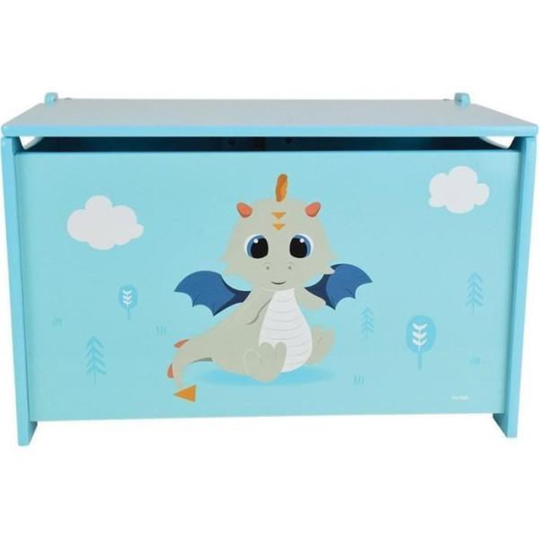 Fun House Coffre a jouets en bois leon le dragon - fun house - ± 40 x 58 x 36 cm - bleu