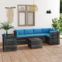 Voir la diapositive 1 : VIDAXL Salon palette de jardin 7 pcs avec coussins Bois de pin massif