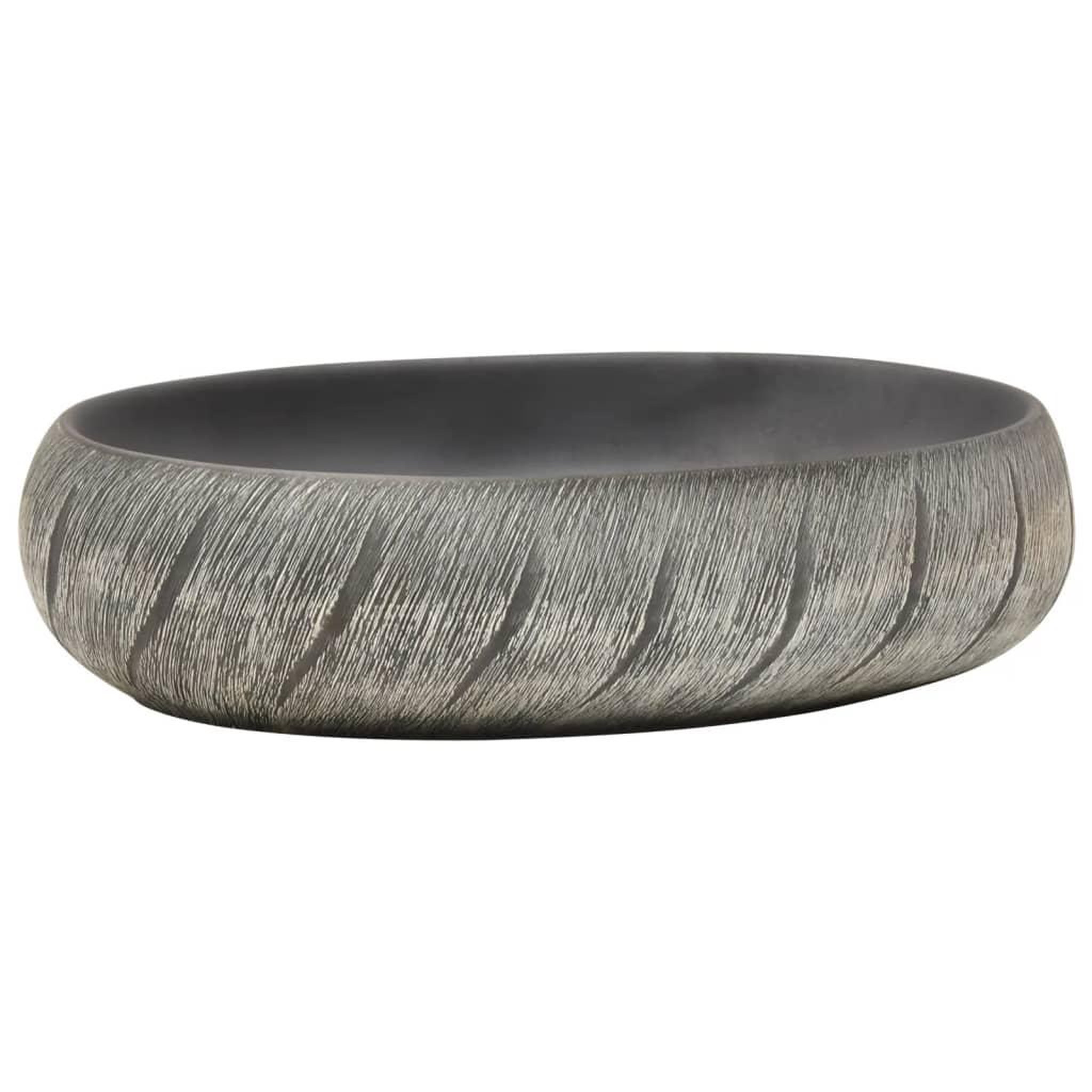 Voir la diapositive 2 : VIDAXL Vasque a poser noir et gris ovale 59x40x15 cm ceramique
