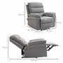 Voir la diapositive 3 : HOMCOM Fauteuil de relaxation inclinable manuel avec repose-pied ajustable tissu polyester aspect lin gris clair chiné