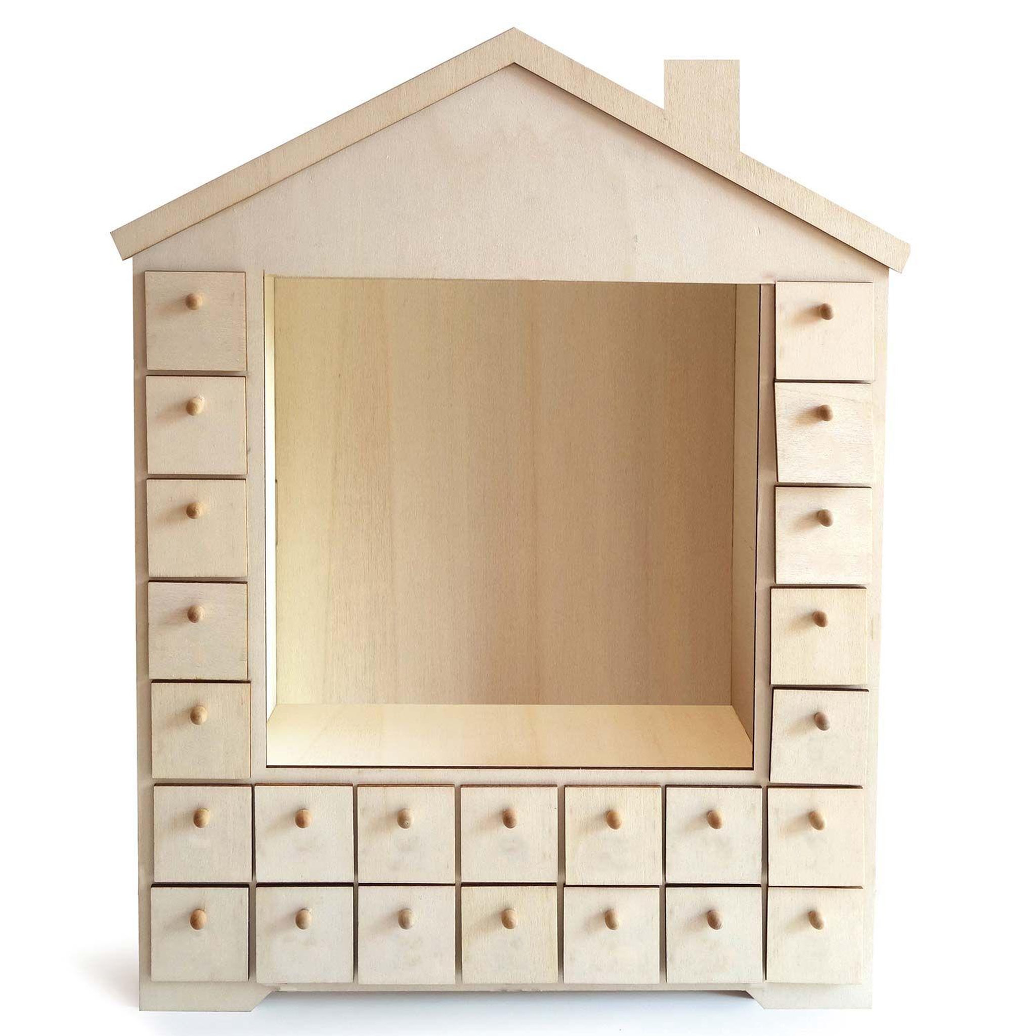 Voir la diapositive 1 : Graine créative Calendrier de l'avent maison en bois 48 x 38 cm