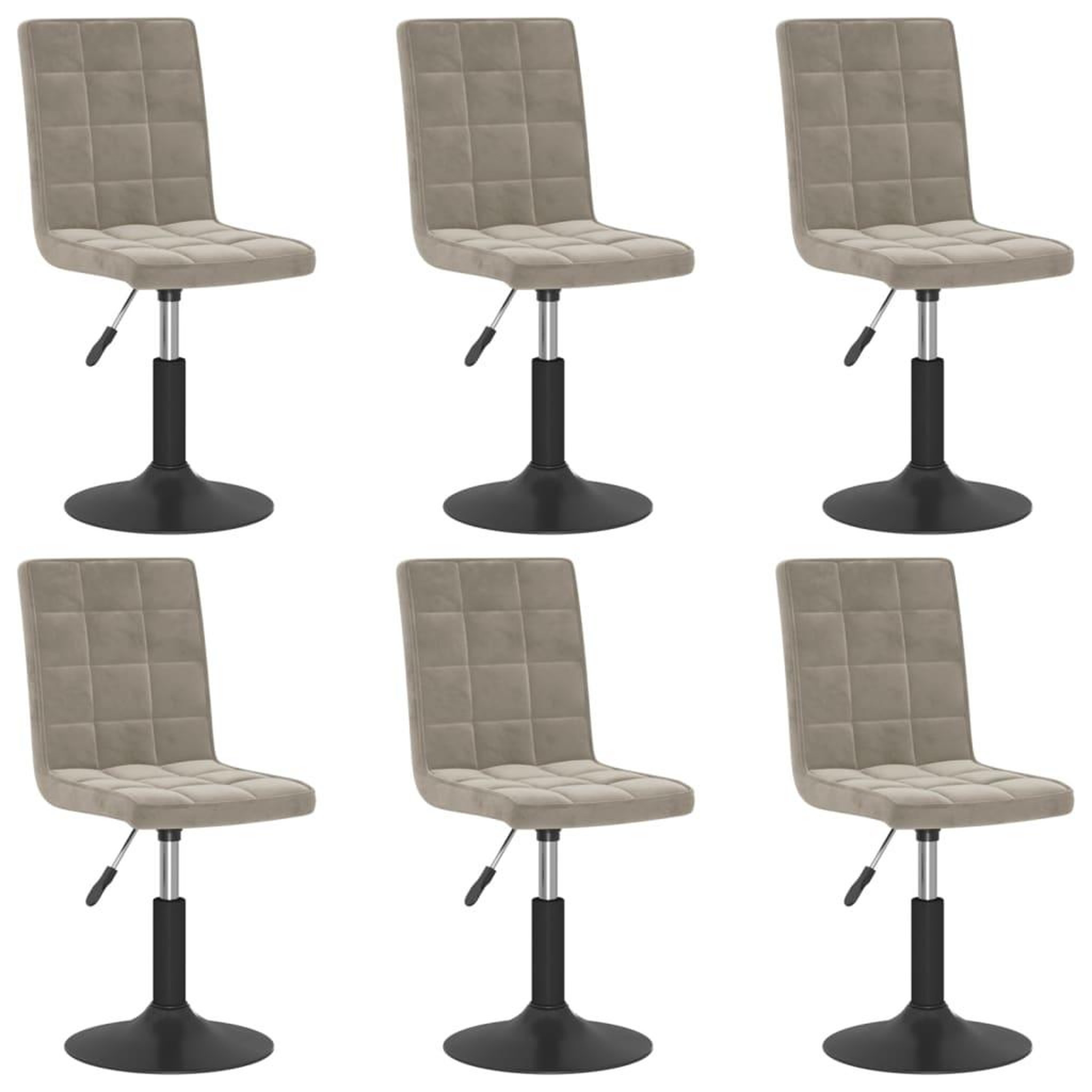 Voir la diapositive 2 : VIDAXL Chaises pivotantes a manger lot de 6 gris clair velours