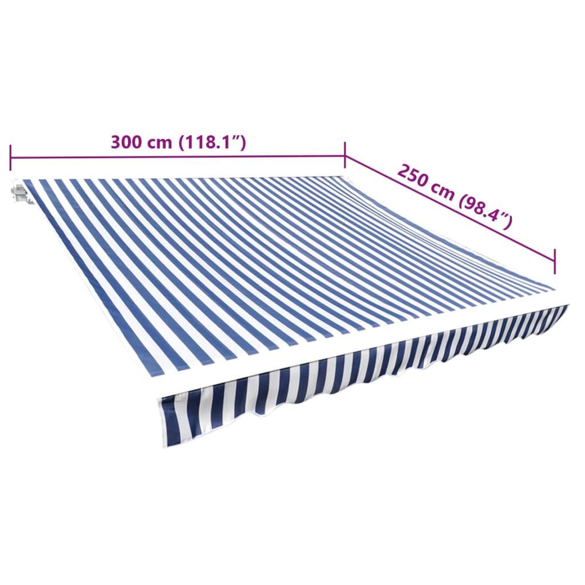 Voir la diapositive 6 : VIDAXL Toit d'auvent toile bleu et blanc 3 x 2,5 m (cadre non inclus)