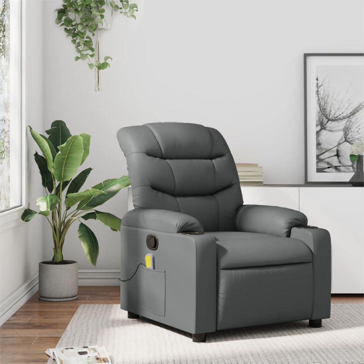 VIDAXL Fauteuil de massage inclinable Gris Similicuir