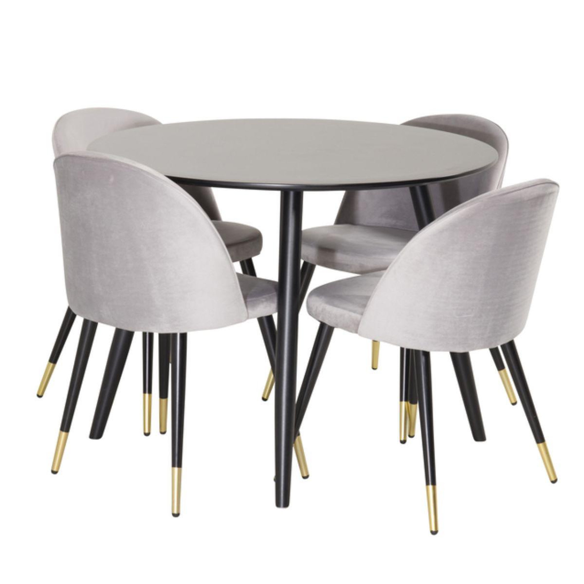 Paris Prix Ensemble table à manger & 4 chaises  plaza i & velvet  100cm gris