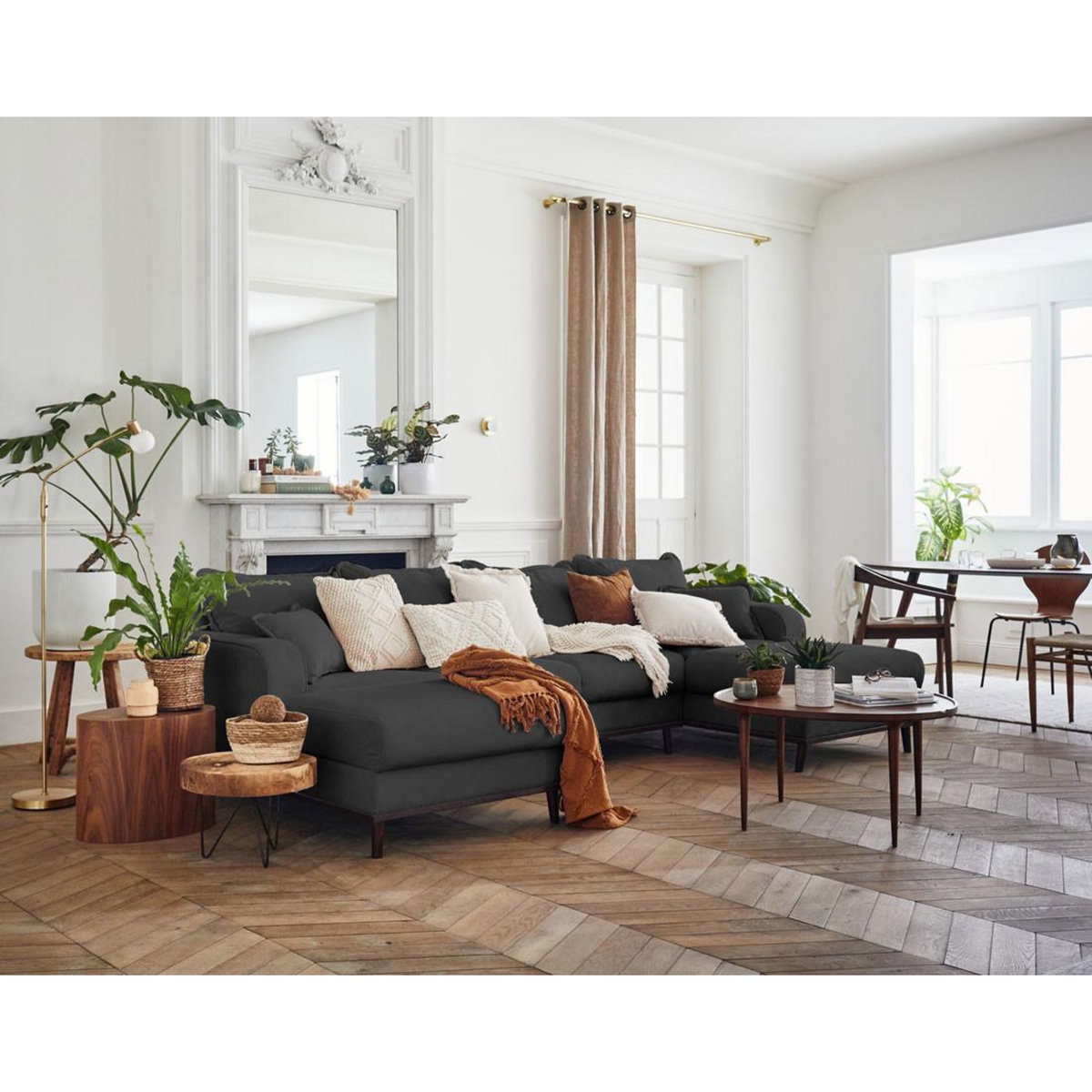 LISA DESIGN Albane - canapé panoramique en u - 7 places - en velours côtelé