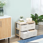 Voir la diapositive 4 : HOMCOM Commode 4 tiroirs tissu polyester beige dim. 59L x 28l x 50H cm bois sapin