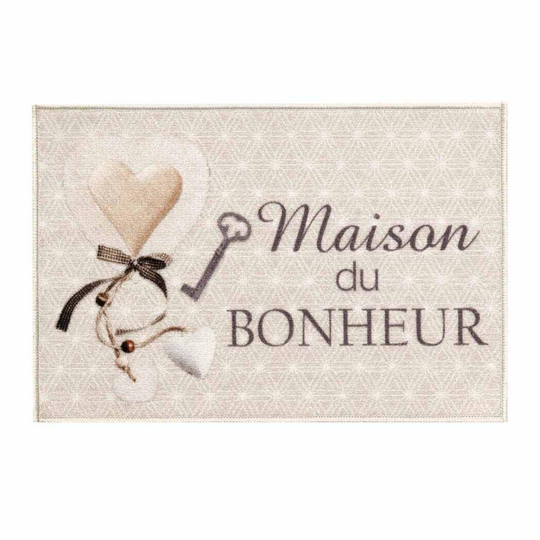 Douceur d'Intérieur Tapis d'Entrée Imprimé  Happiness  40x60cm Beige