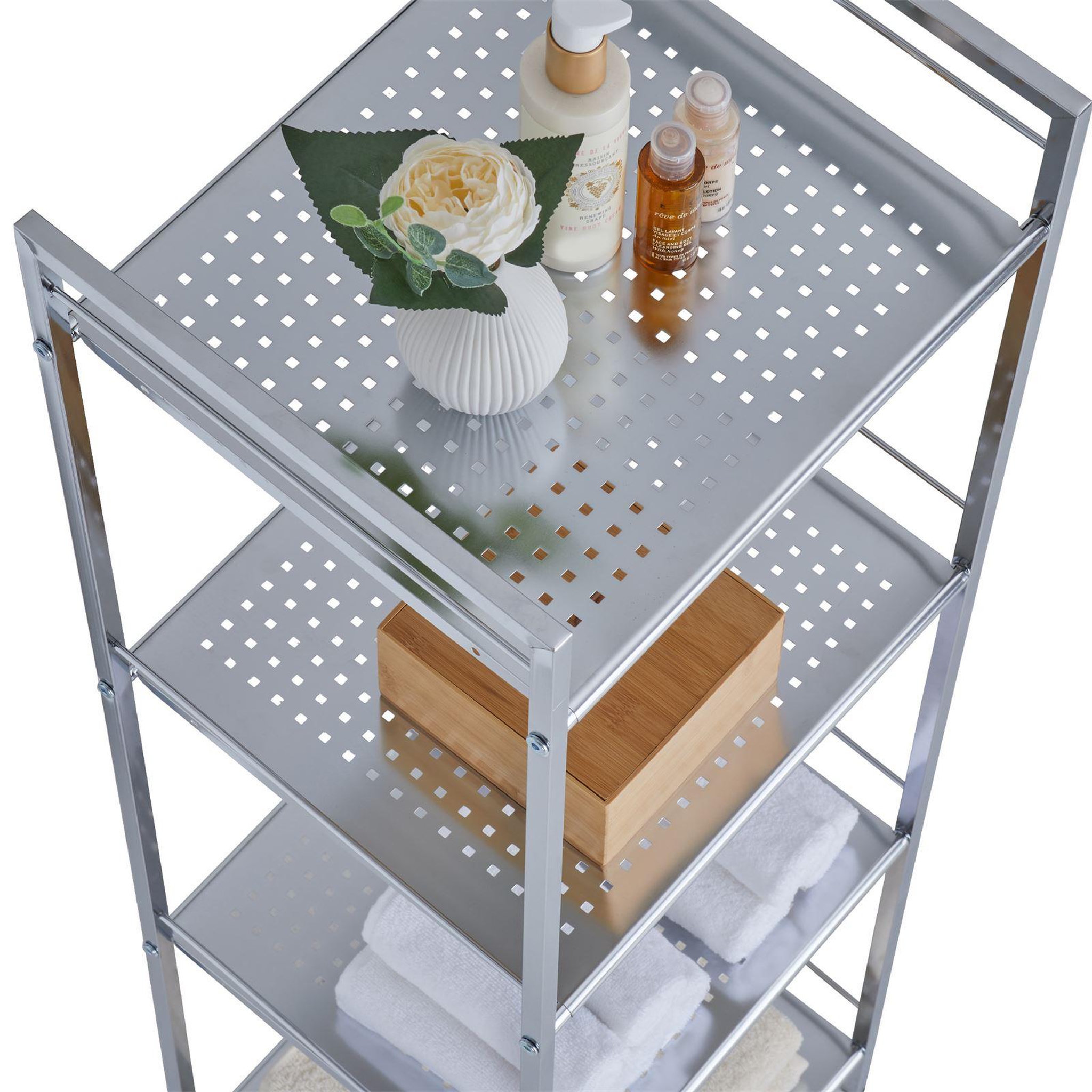 Voir la diapositive 3 : IDIMEX Etagère de salle de bain MATIS, en métal chromé