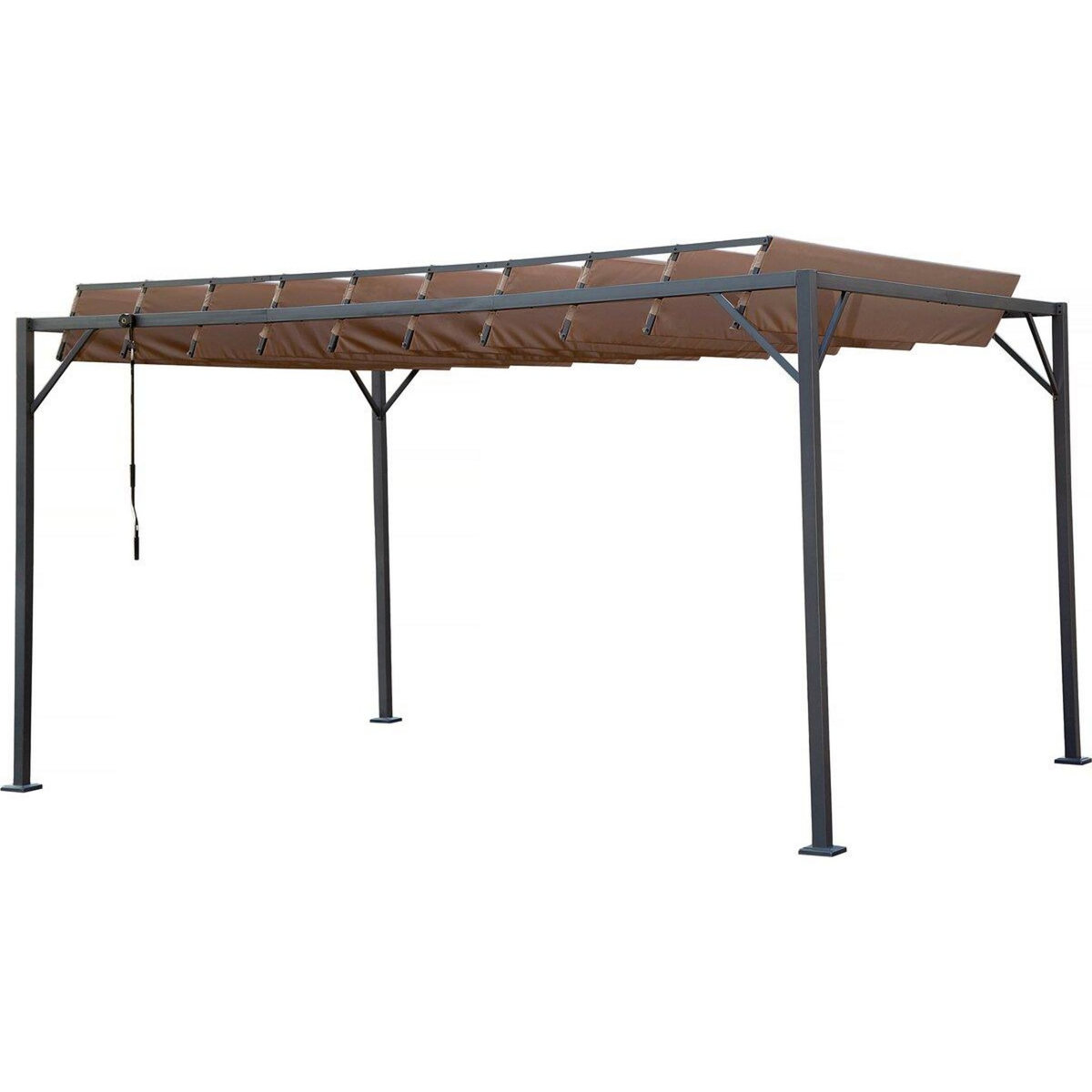 Habitat et Jardin Pergola bioclimatique en tissu  Lodge  3 x 4 m - Taupe