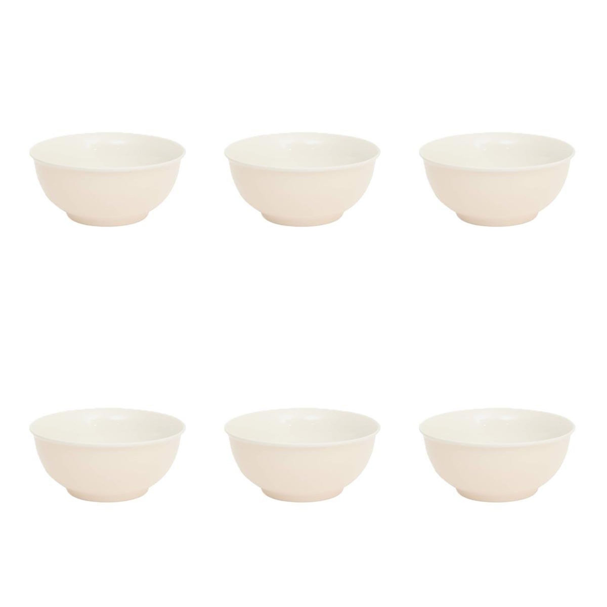 SECRET DE GOURMET Lot de 6 Bols en Porcelaine  Nature  52cl Crème