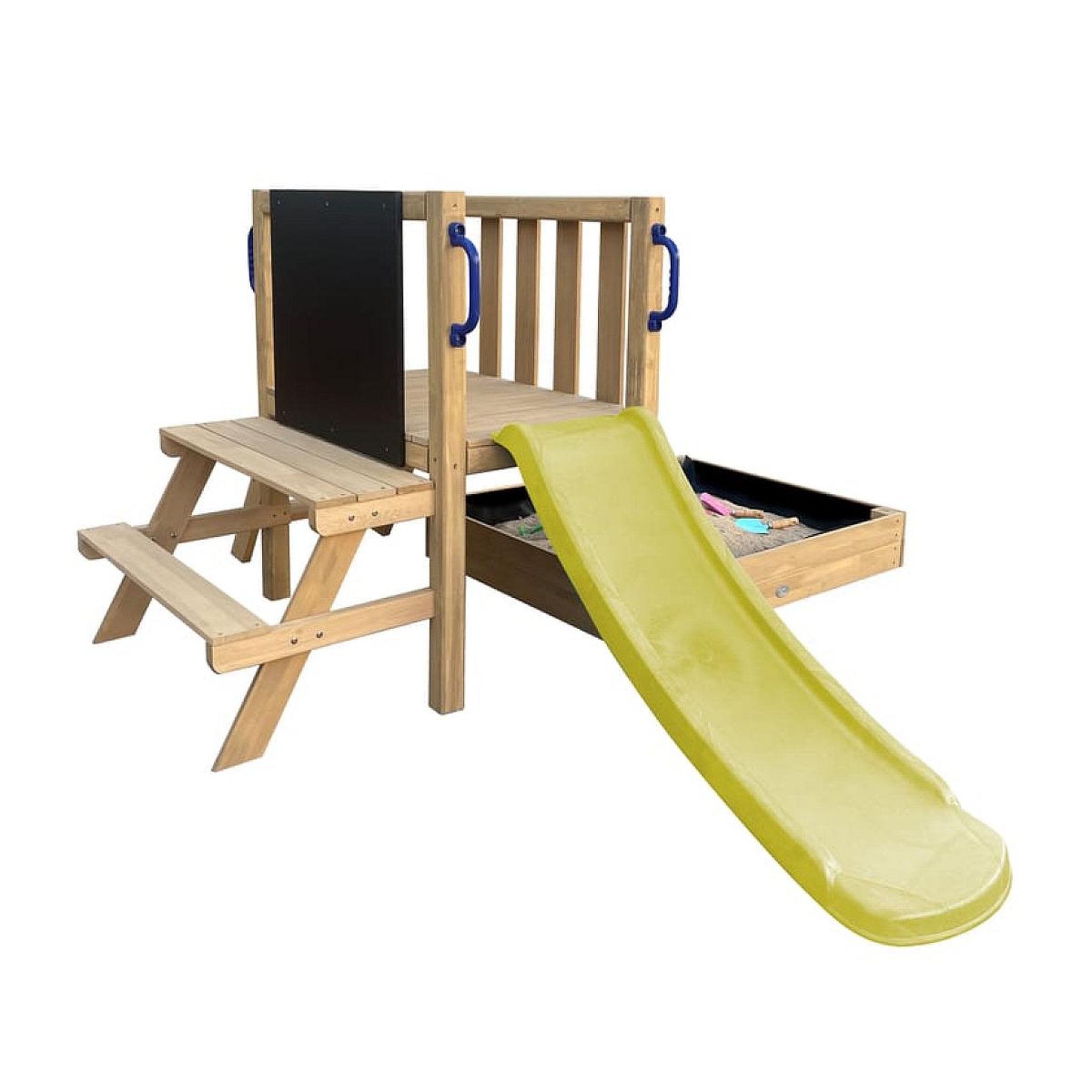 Voir la diapositive 1 : Axi House Tour Leah bac+salle pique-nique toboggan vert citron