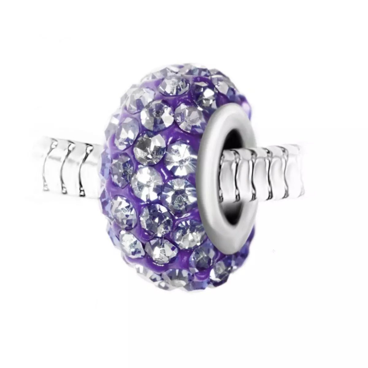 SC CRYSTAL Charm perle pavé de cristaux violets et acier par SC Crystal