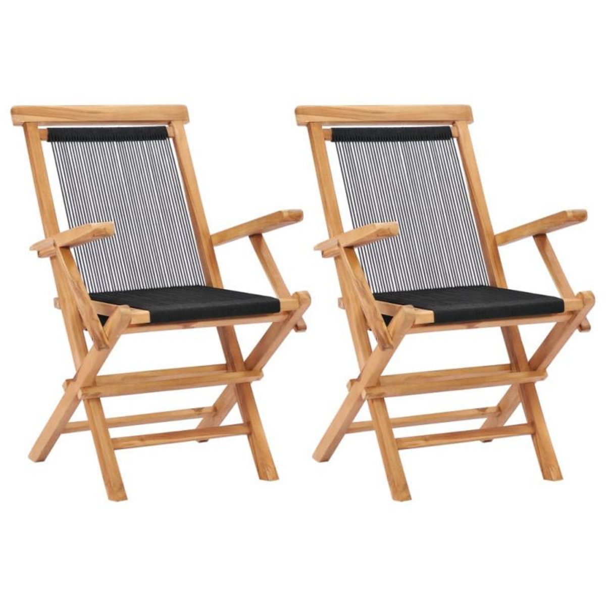 VIDAXL Chaises pliables de jardin lot de 2 Bois teck solide et corde