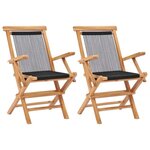 VIDAXL Chaises pliables de jardin lot de 2 Bois teck solide et corde