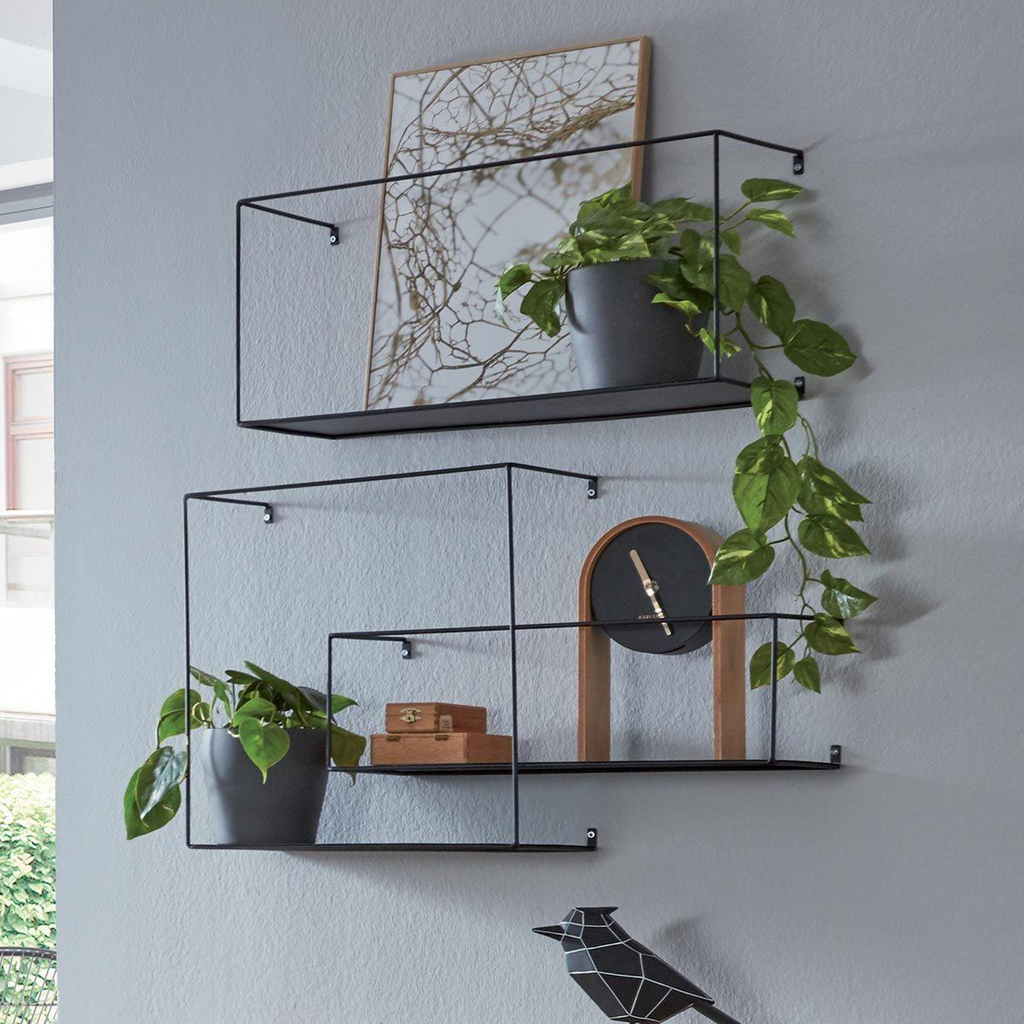 Voir la diapositive 4 : Paris Prix Lot de 3 étagères murales déco  chiba  55cm noir