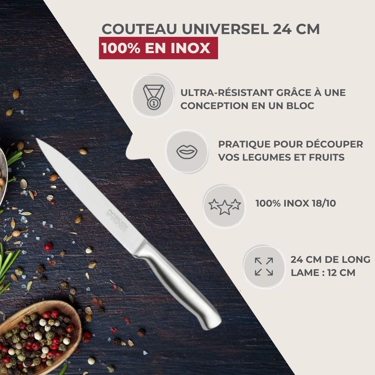 NIROSTA Ensemble de 6 Couteaux de cuisine universel 24 cm en tout Nirosta Star