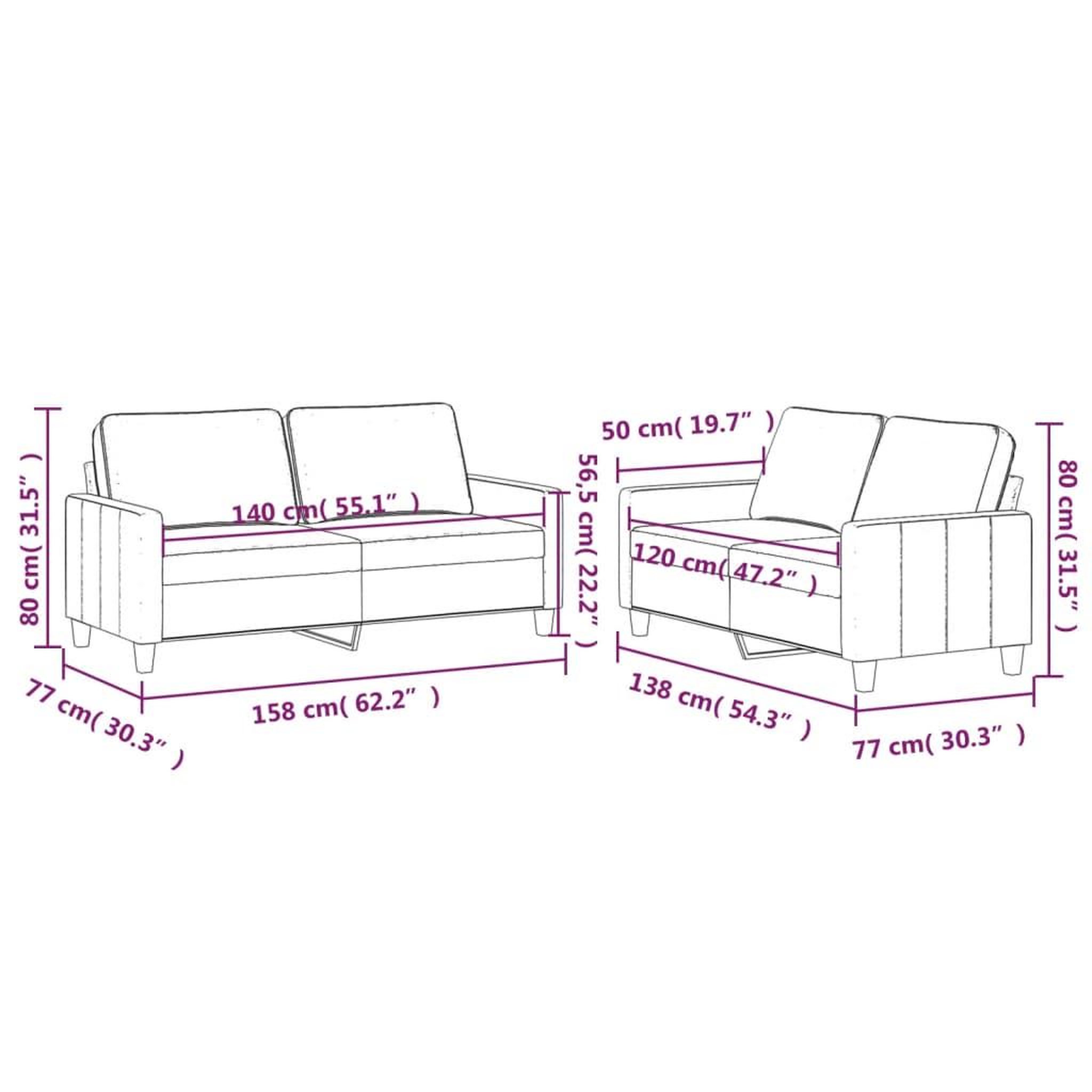 Voir la diapositive 6 : VIDAXL Ensemble de canapes 2 pcs avec coussins Jaune Velours