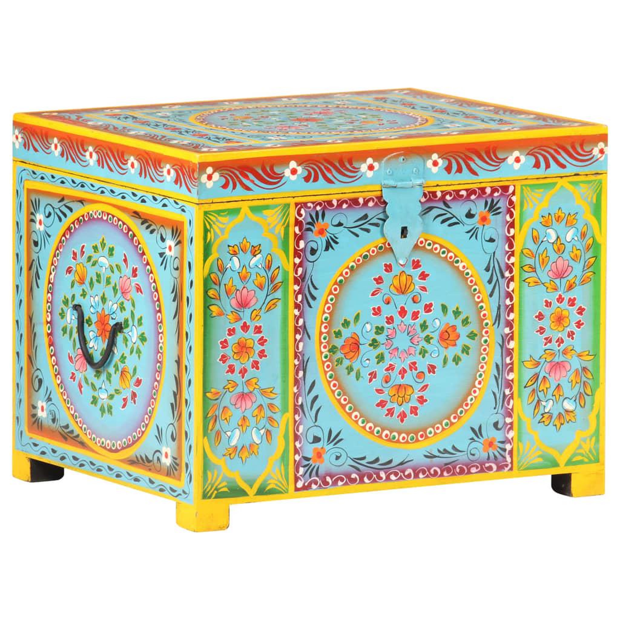VIDAXL Boîte rangement peinte a main 50x40x40 cm bois manguier massif