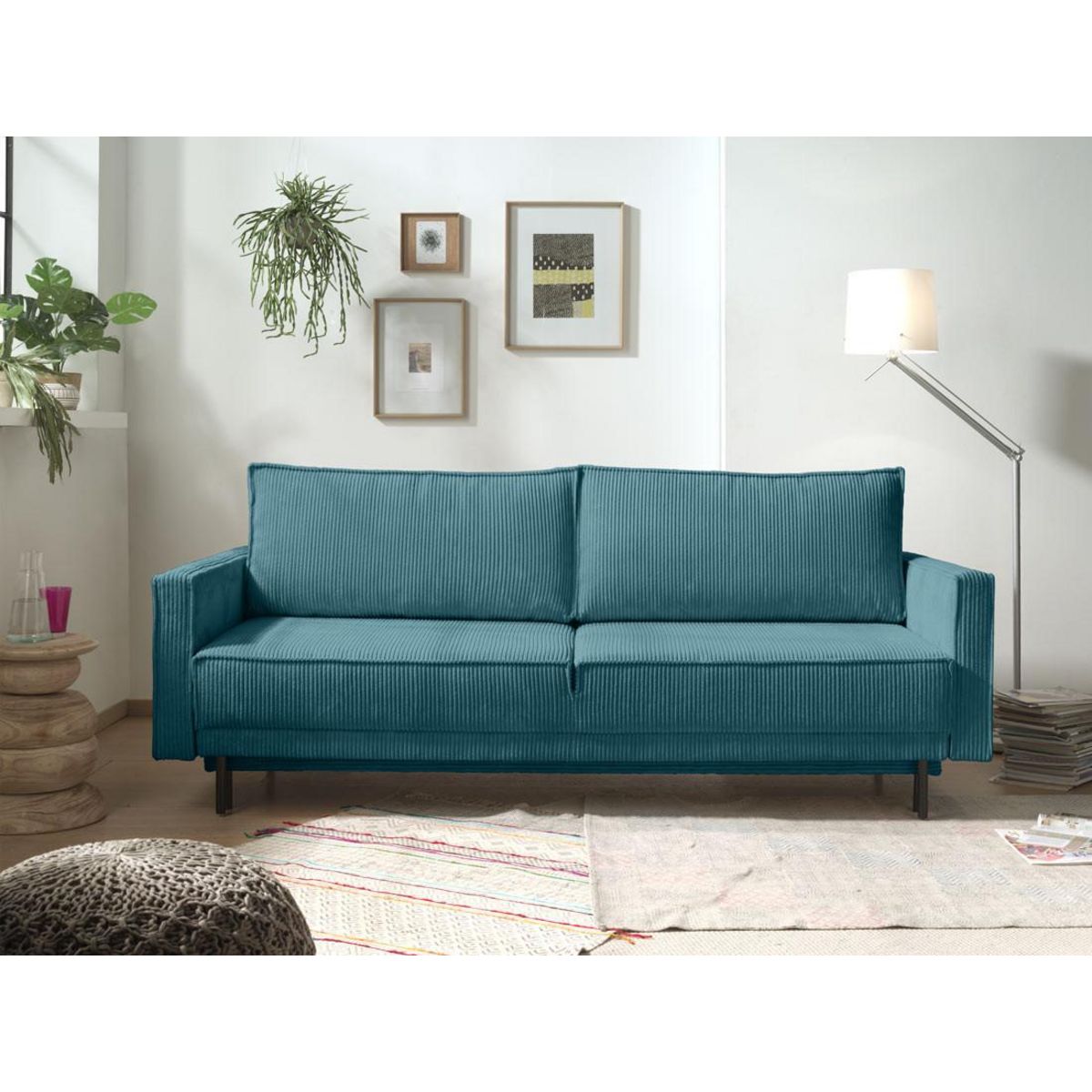 LISA DESIGN Charlie - canapé 3 places convertible avec coffre - en velours côtelé