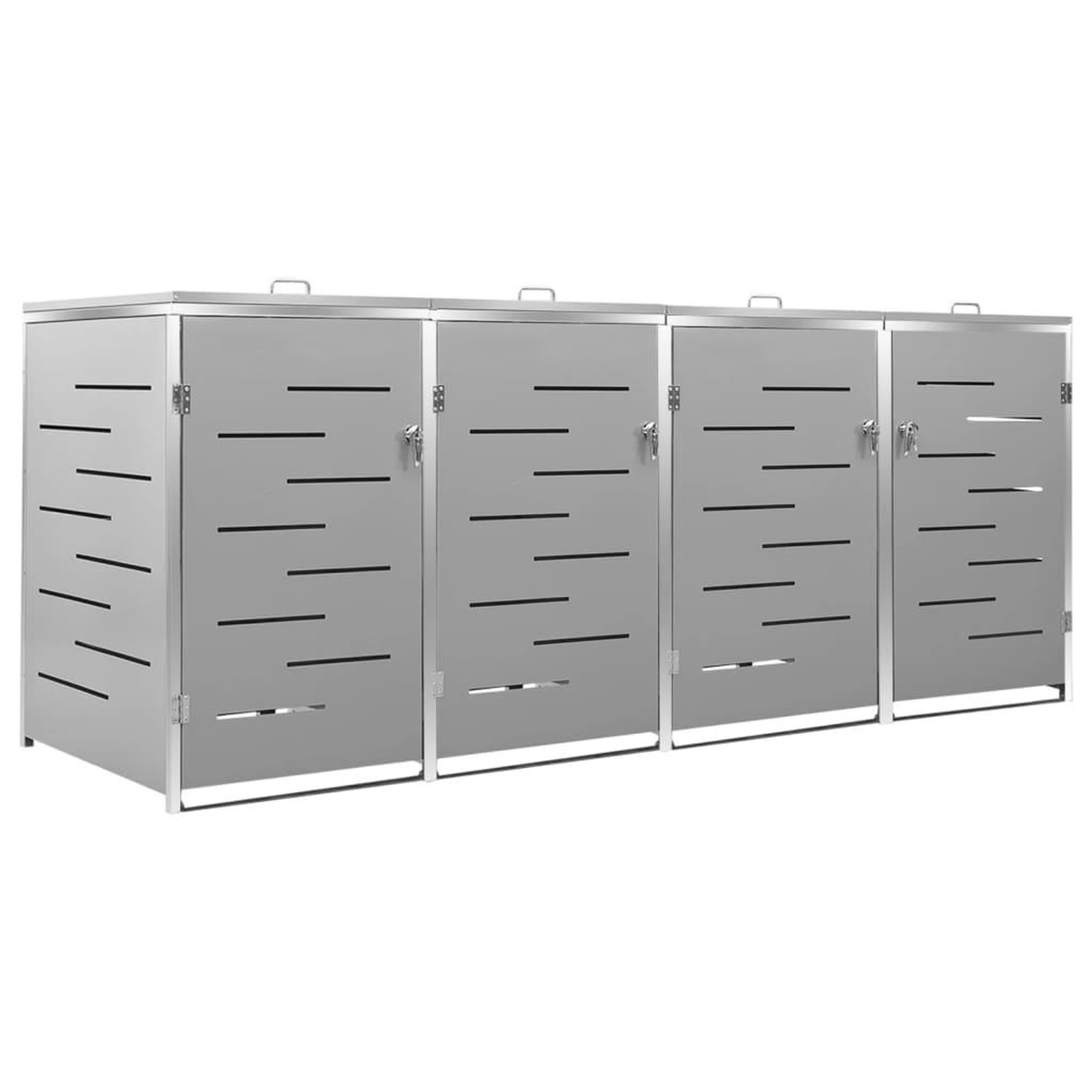 Voir la diapositive 2 : VIDAXL Abri pour quatre poubelles 276,5x77,5x112,5 cm Inox