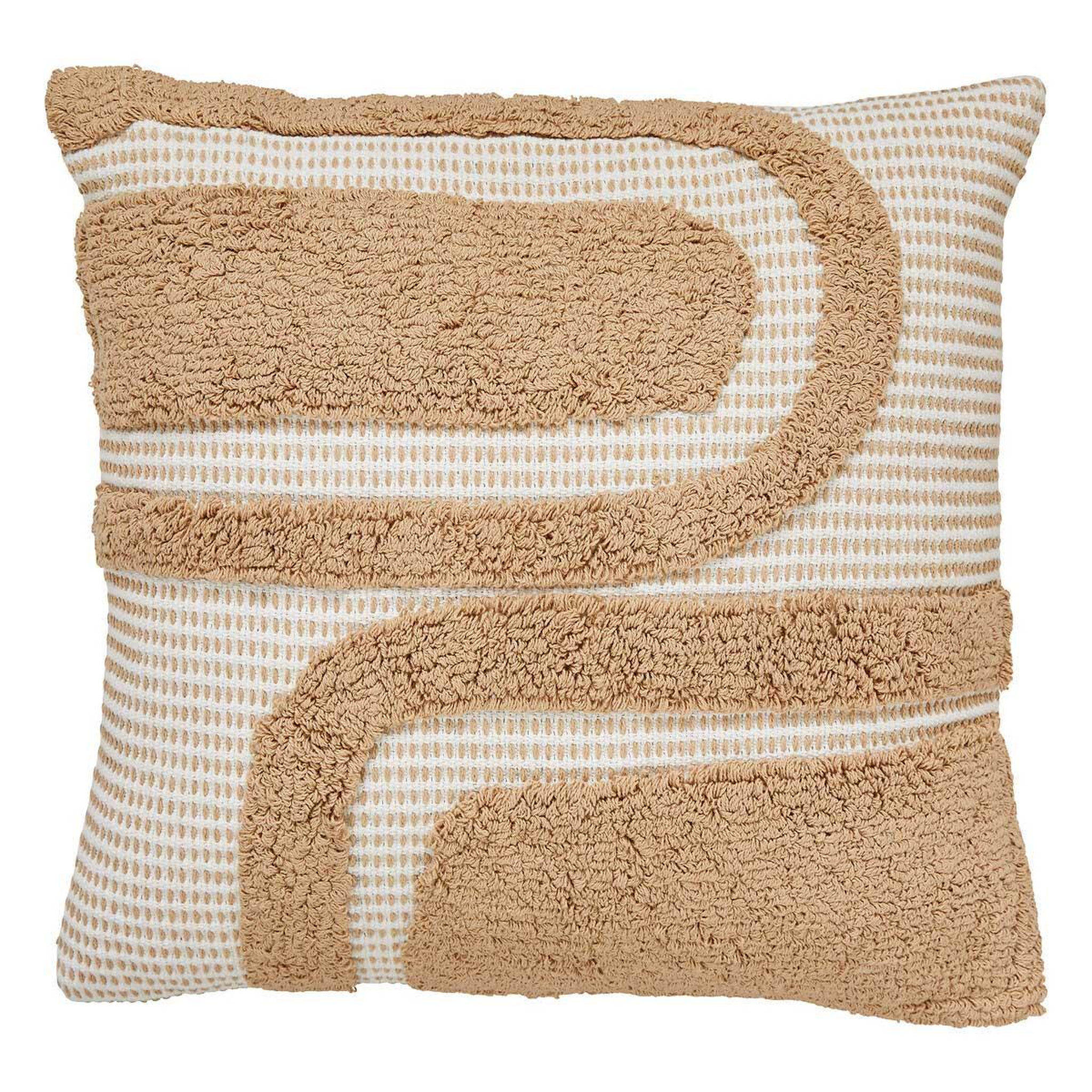 ATMOSPHERA Coussin déco tufté  poppy  50x50cm beige lin