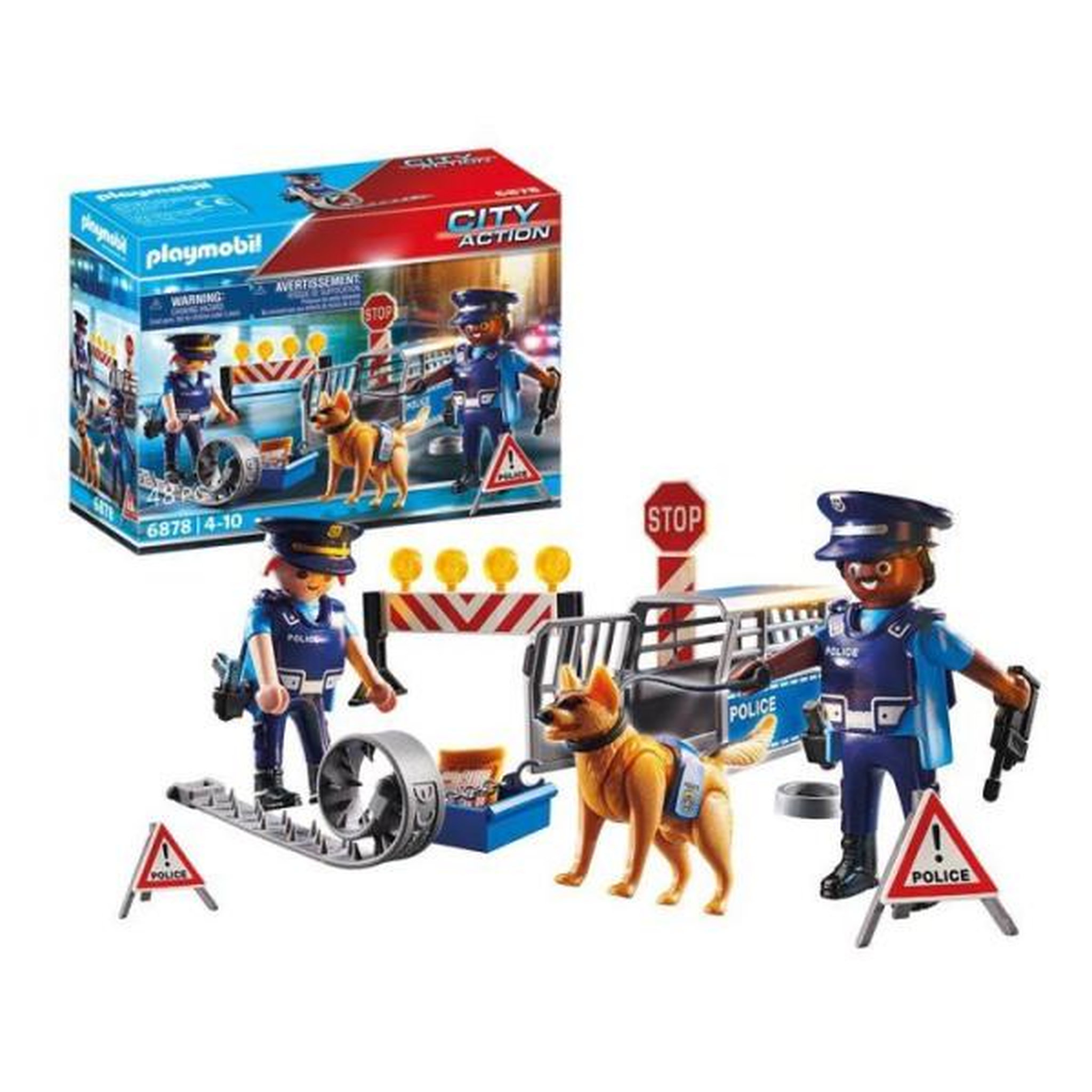 Voir la diapositive 6 : PLAYMOBIL Playmobil 6878 Barrage de Police, City Action, Les policiers, 48 pieces, des 4 ans
