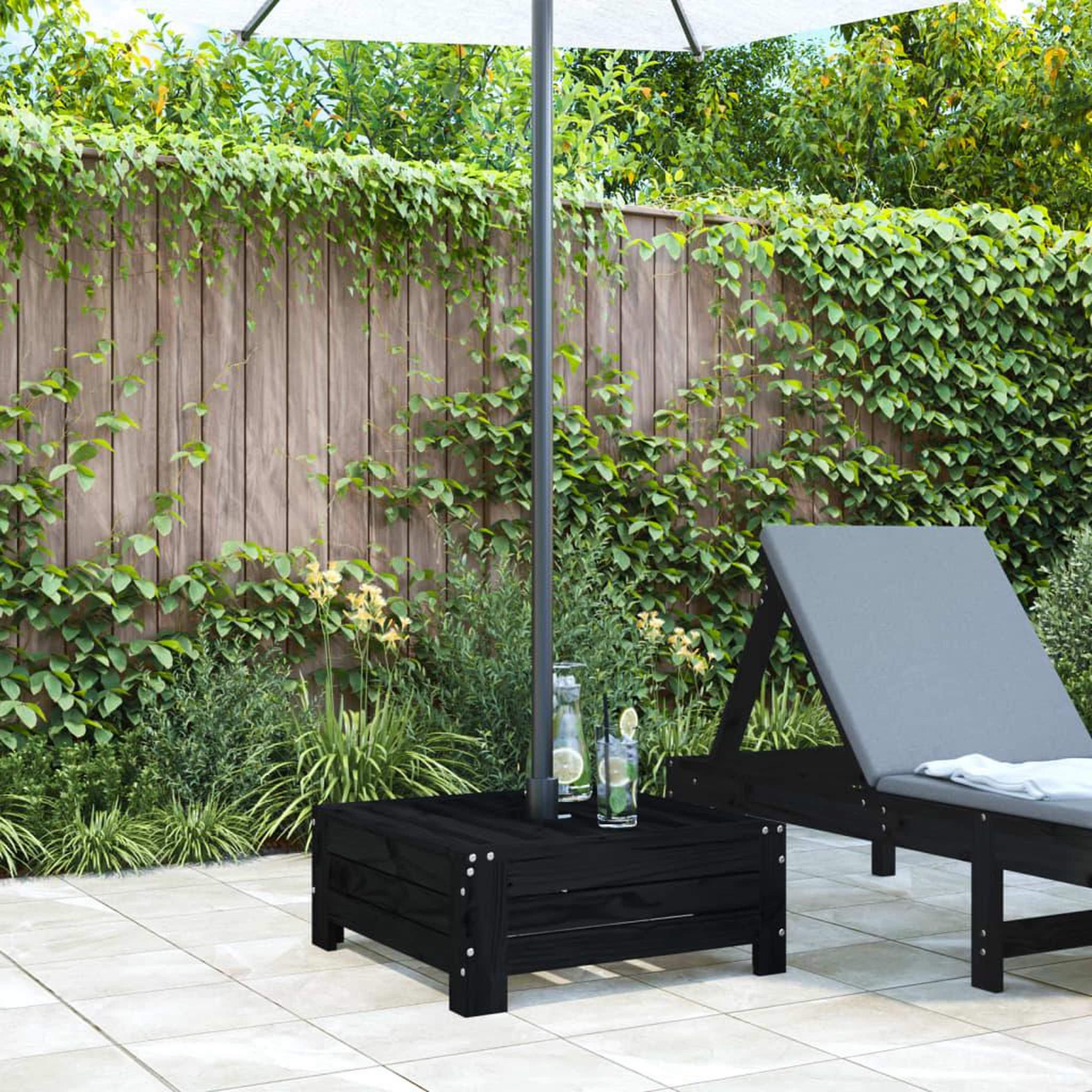 Voir la diapositive 3 : VIDAXL Couvercle de base de parasol noir bois massif de pin