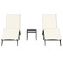 Voir la diapositive 4 : VIDAXL Chaises longues lot de 2 avec table noir resine tressee