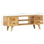 Voir la diapositive 6 : VIDAXL Meuble TV 110x35x40 cm Bois massif de manguier
