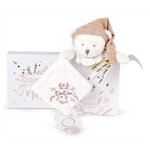 DOUDOU ET COMPAGNIE Doudou 25 ans - Ours rose pantin attache sucette