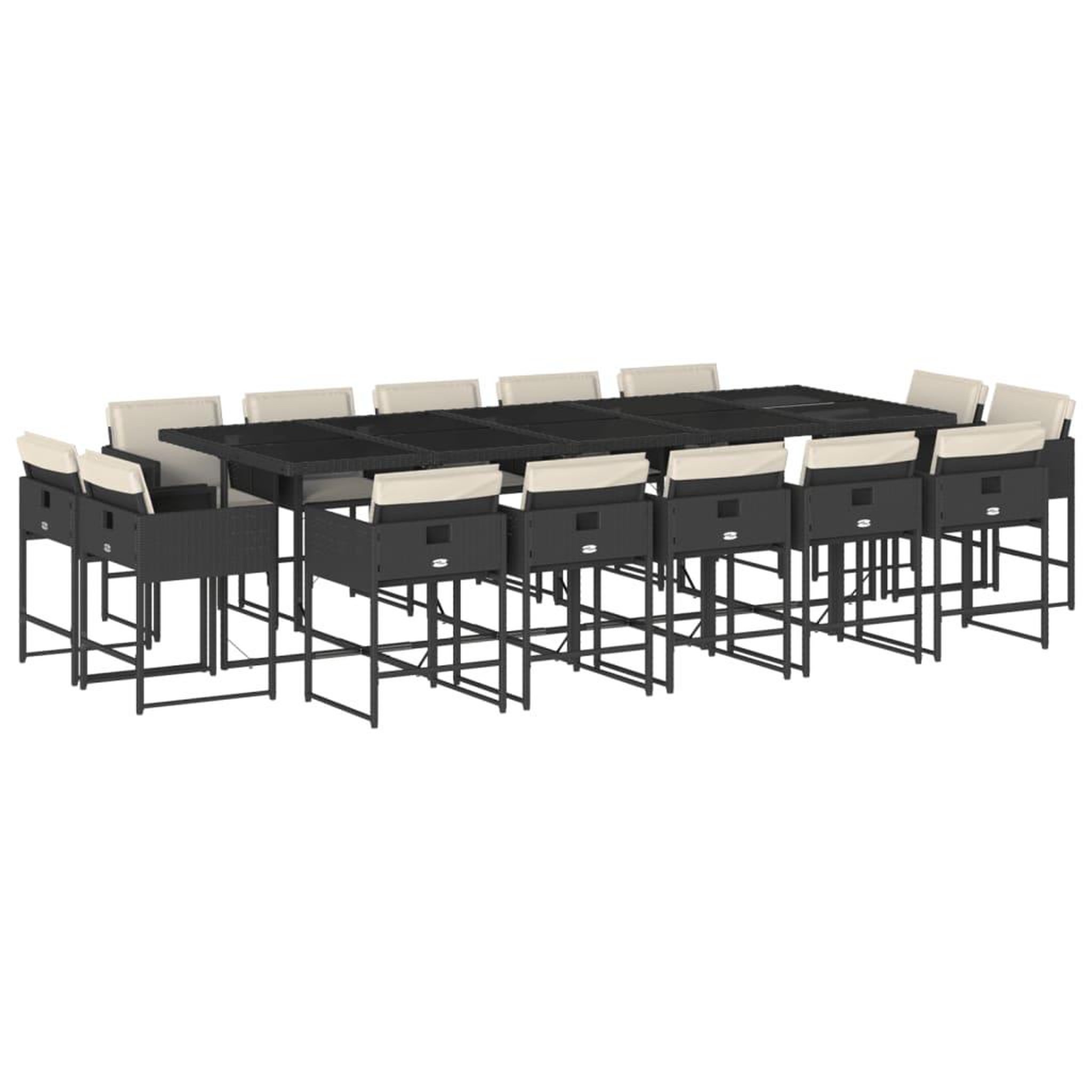 Voir la diapositive 2 : VIDAXL Ensemble a manger de jardin 15 pcs coussins noir resine tressee
