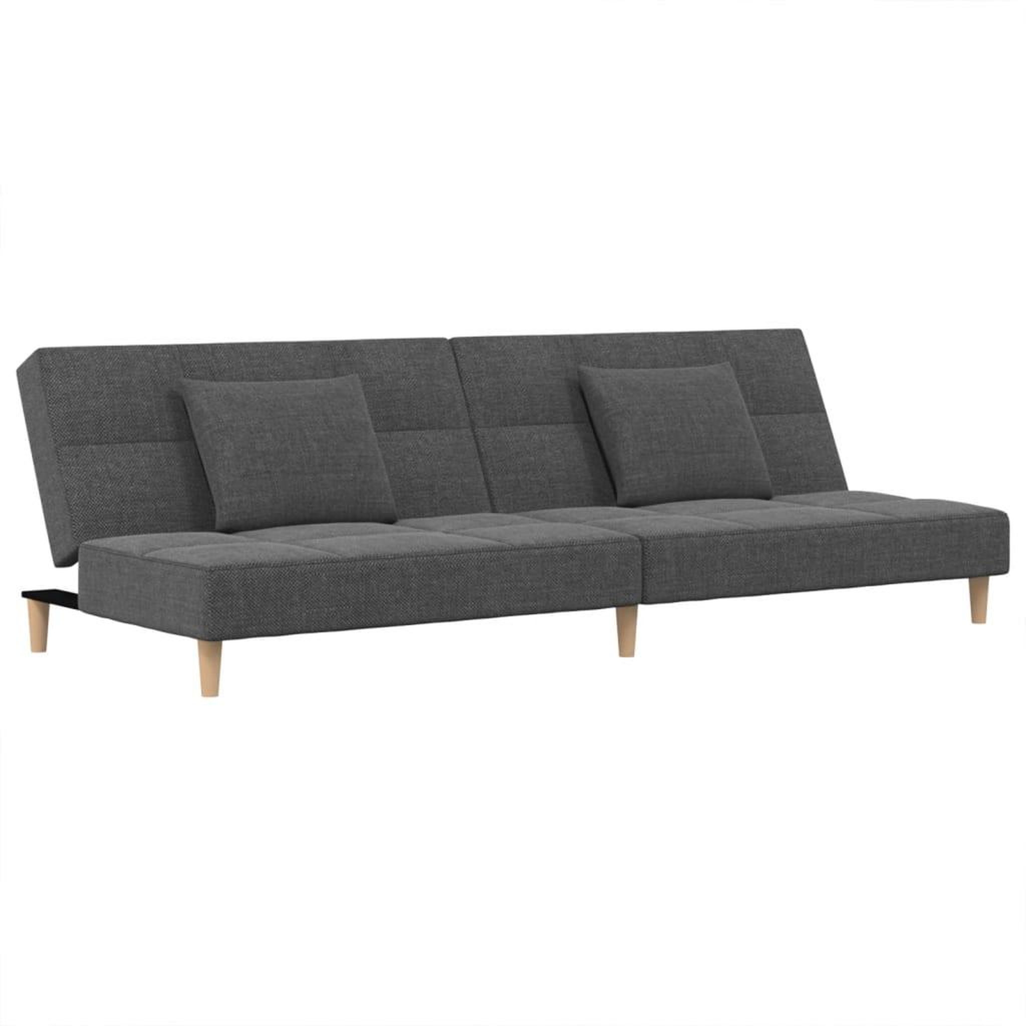 Voir la diapositive 2 : VIDAXL Canape-lit a 2 places avec deux oreillers gris clair tissu