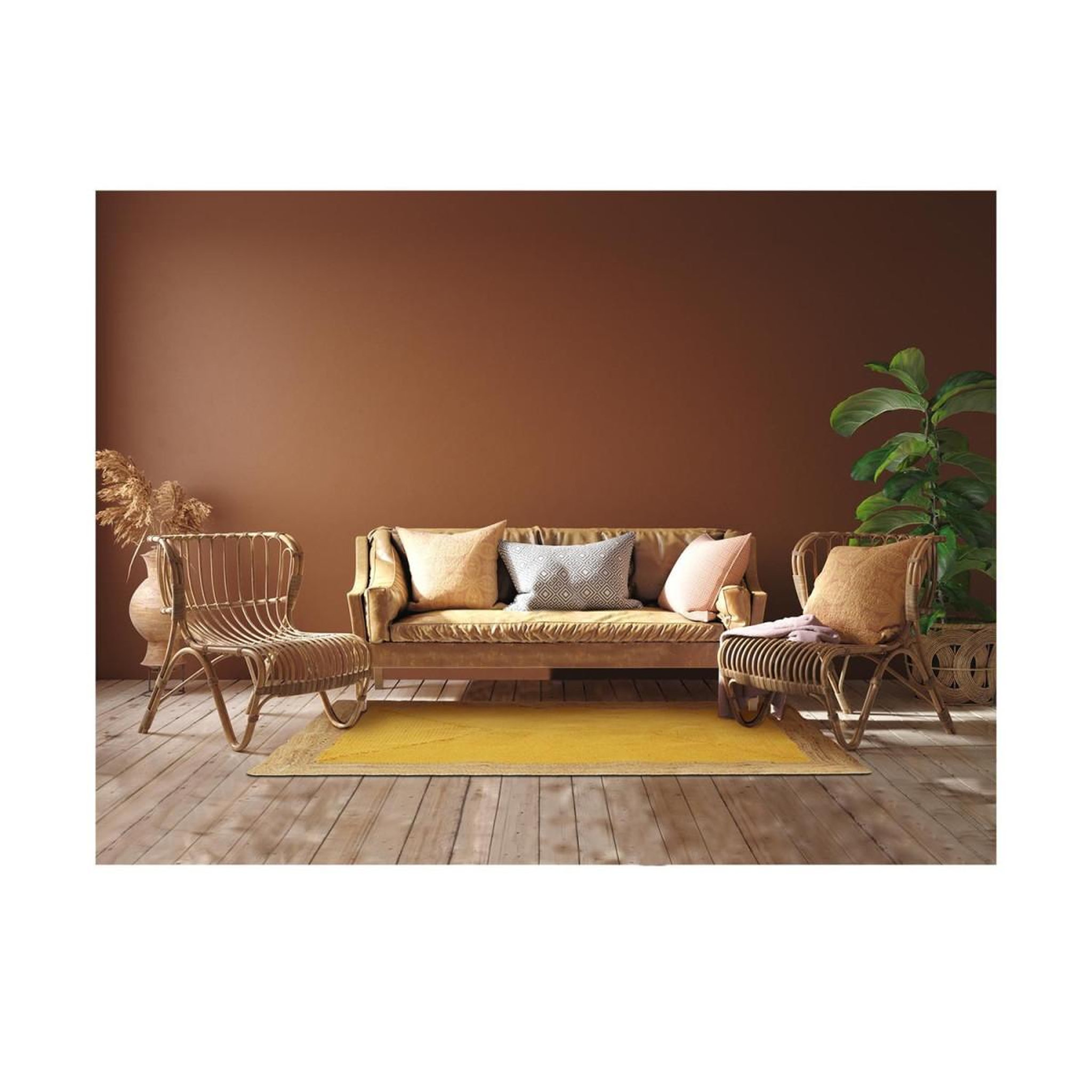 Voir la diapositive 4 : The Home Deco Factory Tapis déco en jute  rodame  120x170cm moutarde