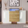 Voir la diapositive 2 : MERAX Buffet 2 porte(s) 3 tiroir(s) - 140 cm blanc+naturel led mdf