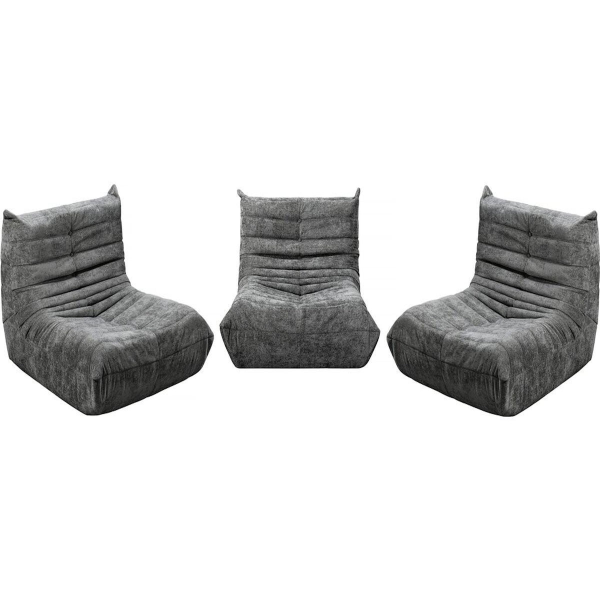Habitat et Jardin Lot de 3 chauffeuses pour canapé modulables en tissu texturé  Velasca  - Gris