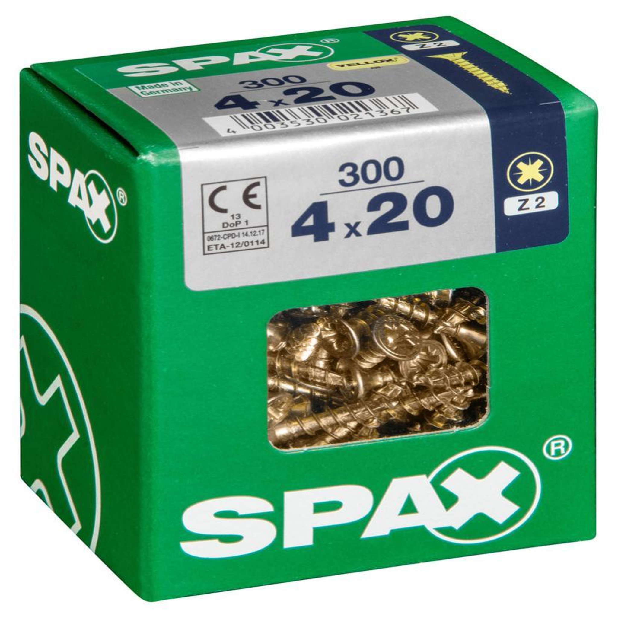 CENTRALE BRICO Lot de 300 vis acier tête fraisée pozidriv SPAX, Diam.4 mm x L.20 mm