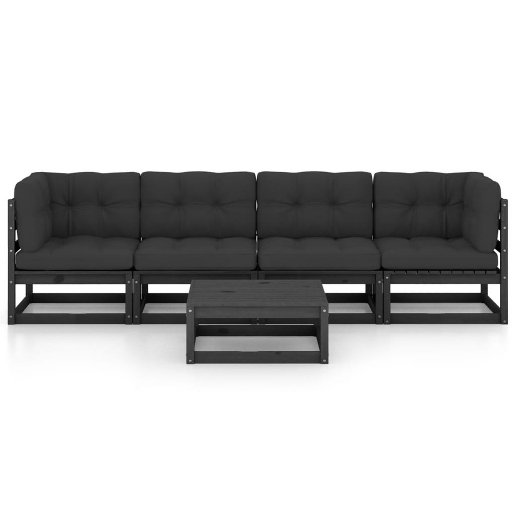 Voir la diapositive 3 : VIDAXL Salon de jardin 5 pcs avec coussins Bois de pin massif