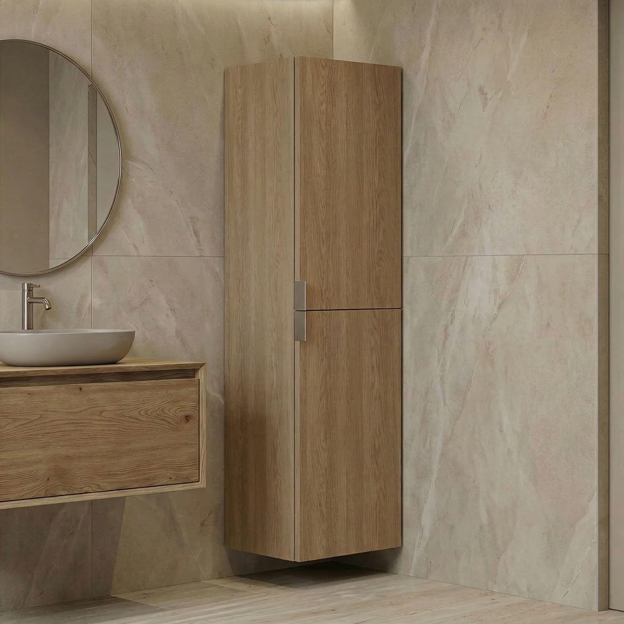 Voir la diapositive 2 : Habitat et Jardin Armoire de Salle de Bain  Purus Desna 40  - 40 x 32 x 138 cm - Sonomo Oak
