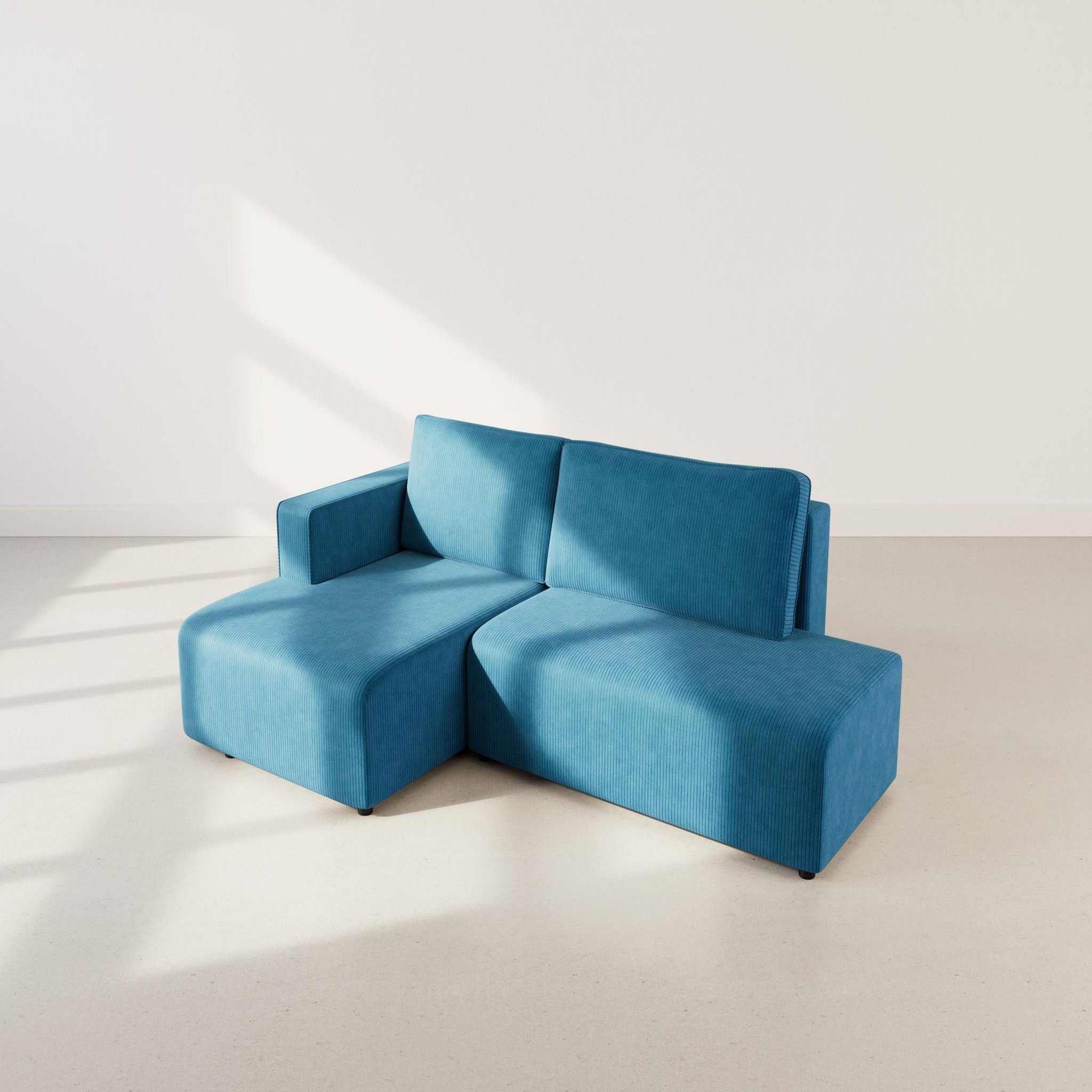 Voir la diapositive 6 : BEST MOBILIER Topaze - canapé d'angle gauche 4 places convertible avec coffre en velours côtelé