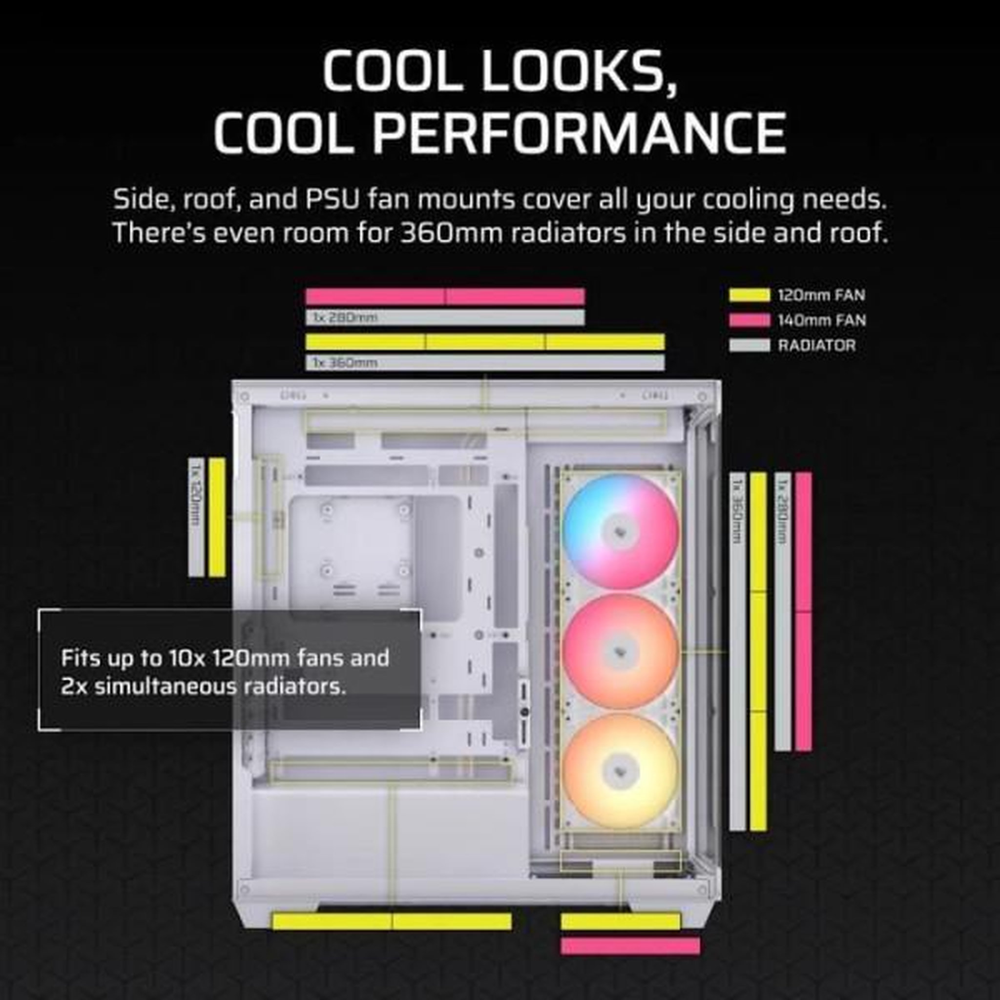 Voir la diapositive 5 : Corsair Boitier pc - corsair - 3500x rsr argb tempered glass mid-tower - 3 ventilateurs argb a rotor inversé - blanc
