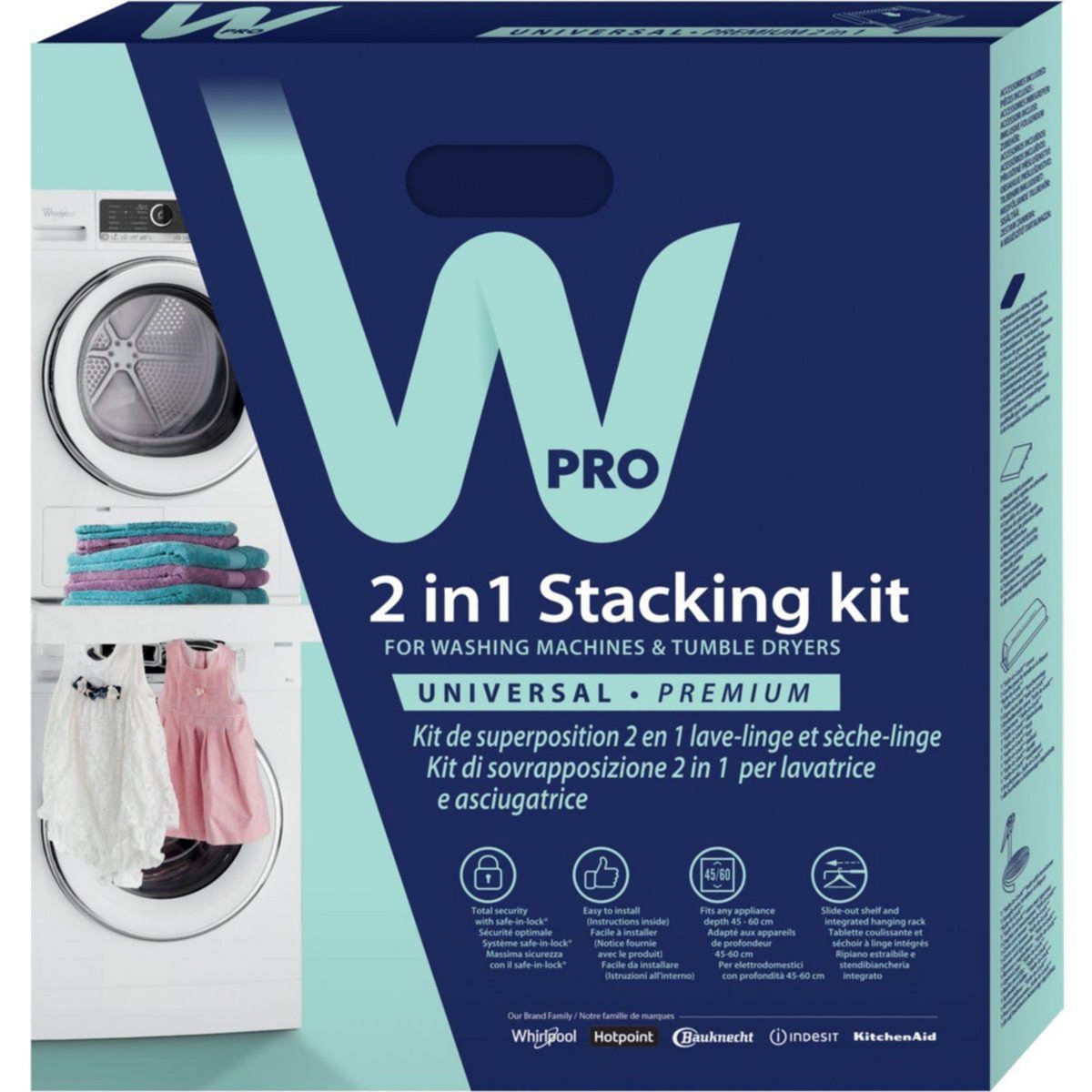 WPRO Kit de superposition SKP101 universel lave-linge/sèche-linge