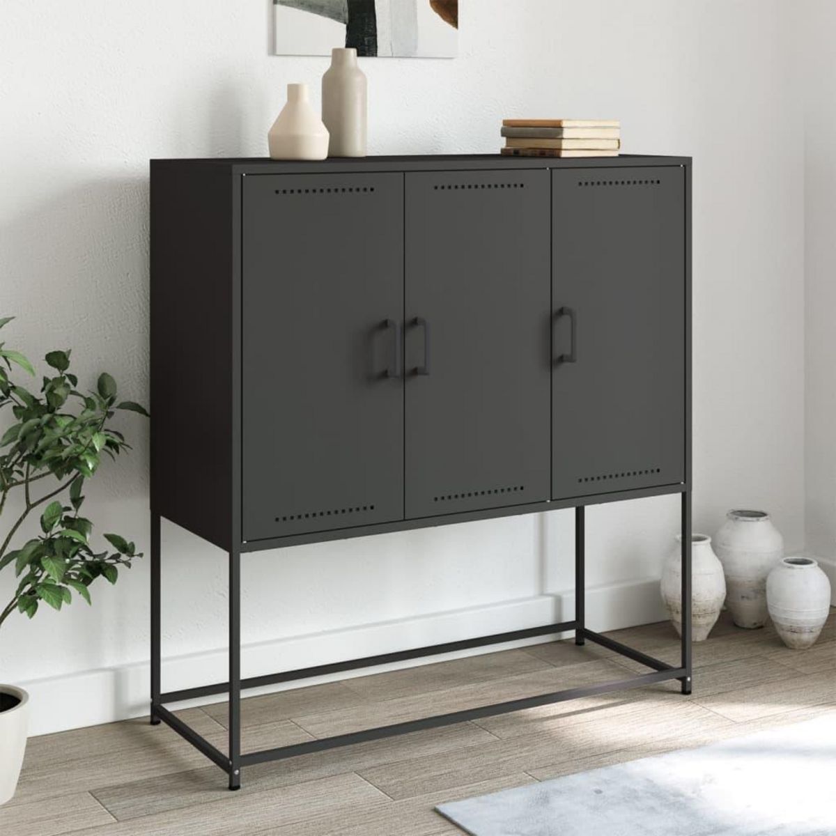 VIDAXL Buffet haut noir 100,5x39x107 cm acier