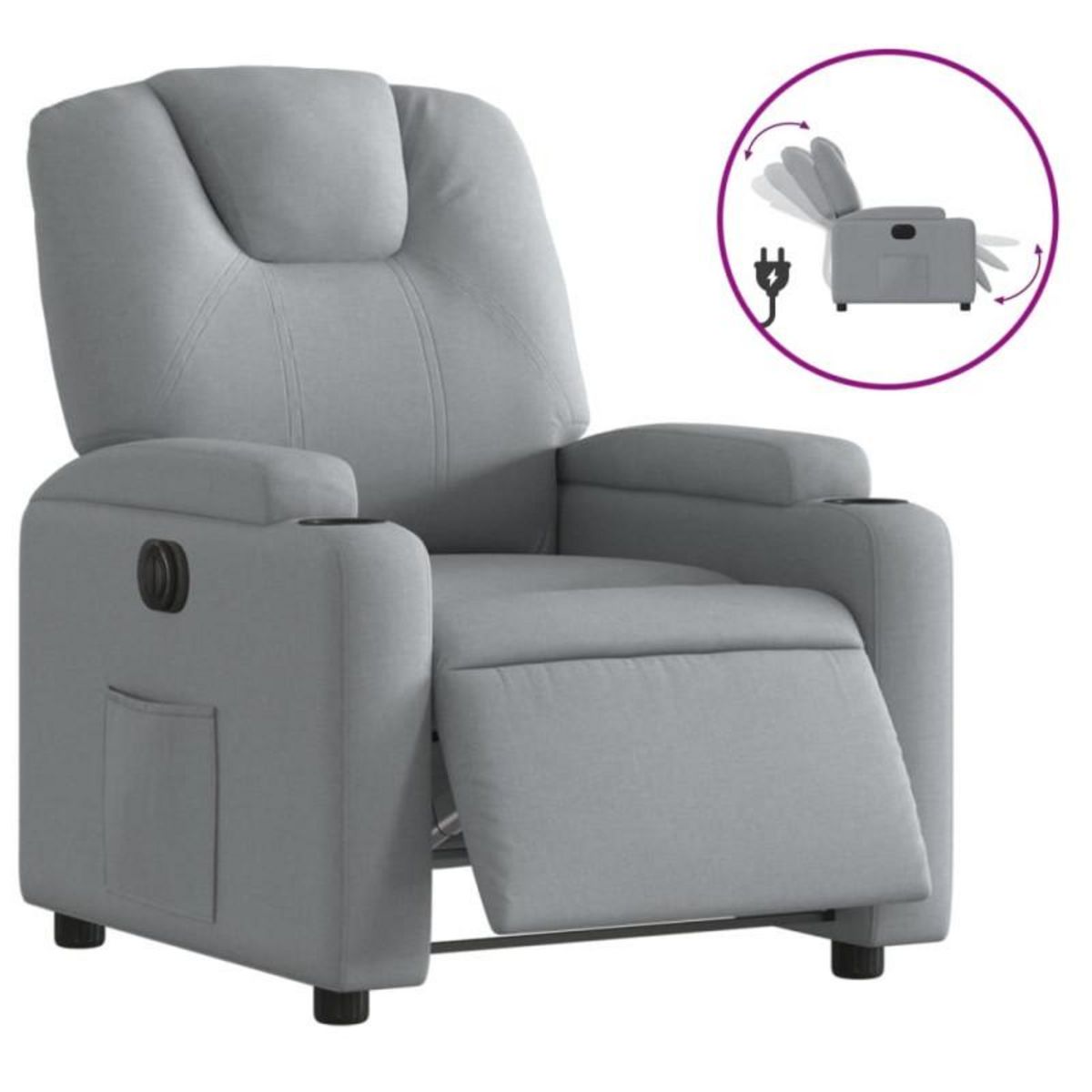 VIDAXL Fauteuil inclinable électrique Gris clair Tissu