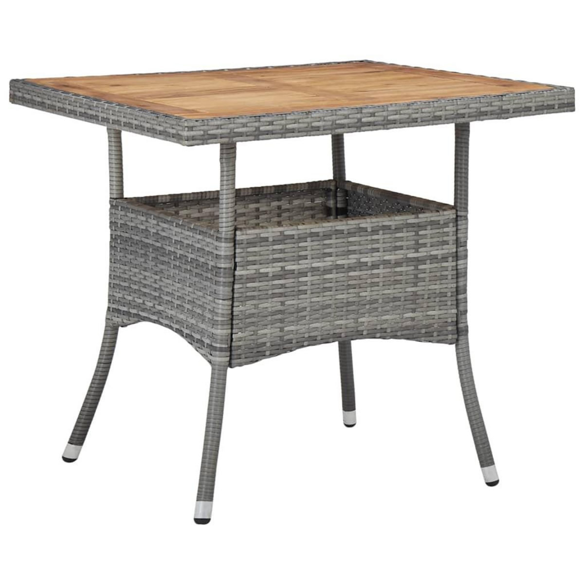 VIDAXL Table d'exterieur Gris Resine tressee et bois d'acacia solide