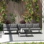 Voir la diapositive 4 : OUTSUNNY Ensemble salon de jardin d'angle 5 places 4 pièces modulables tables basses gigognes acier verre trempé noir gris