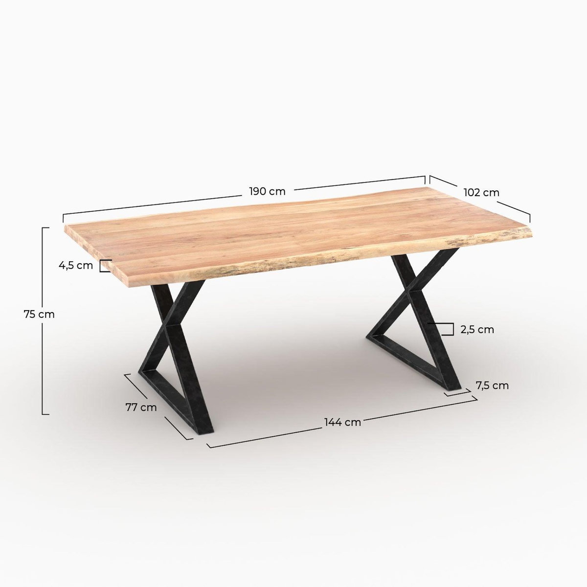 Rendez vous déco Table rectangulaire en bois massif d'acacia 6 places -Gia