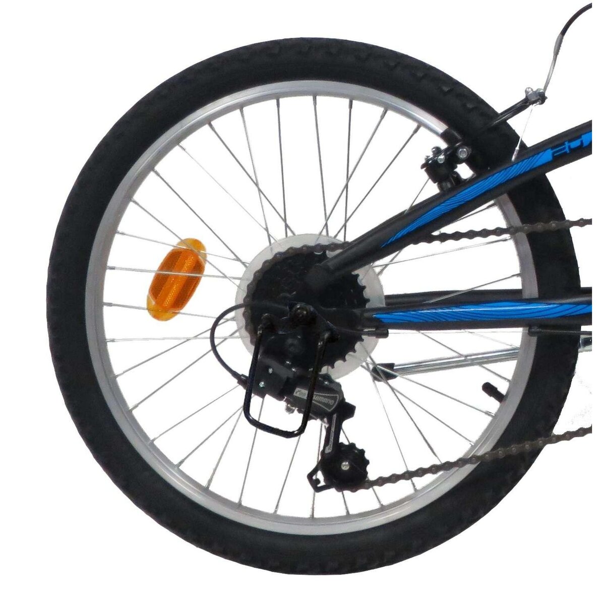 Vélo enfant - VTT 20'' Tout Suspendu Garçon pour enfant de 115 à 130 cm - Fourche télescopique - 6 Vitesses  - Dérailleur Shimano TY21 - Béquille -Frein V-Brake