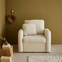 Voir la diapositive 2 : SWEEEK Fauteuil tissu bouclette blanche. lignes arrondies. Milano. L 90 x P 85 x H 85cm